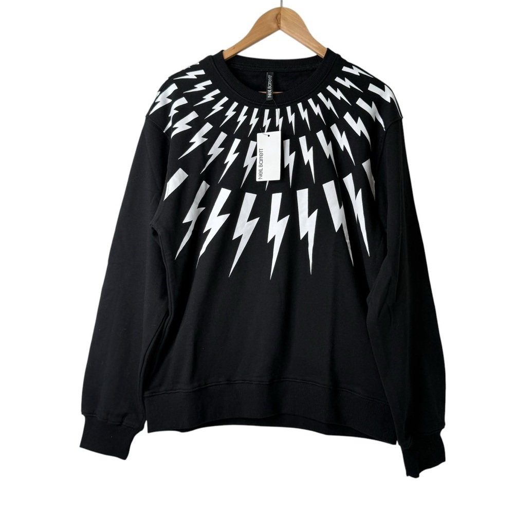 Not Authentic Neil Barrett Lightning Bolt Crew Neck Sweatshirt Mens 2XL NWT